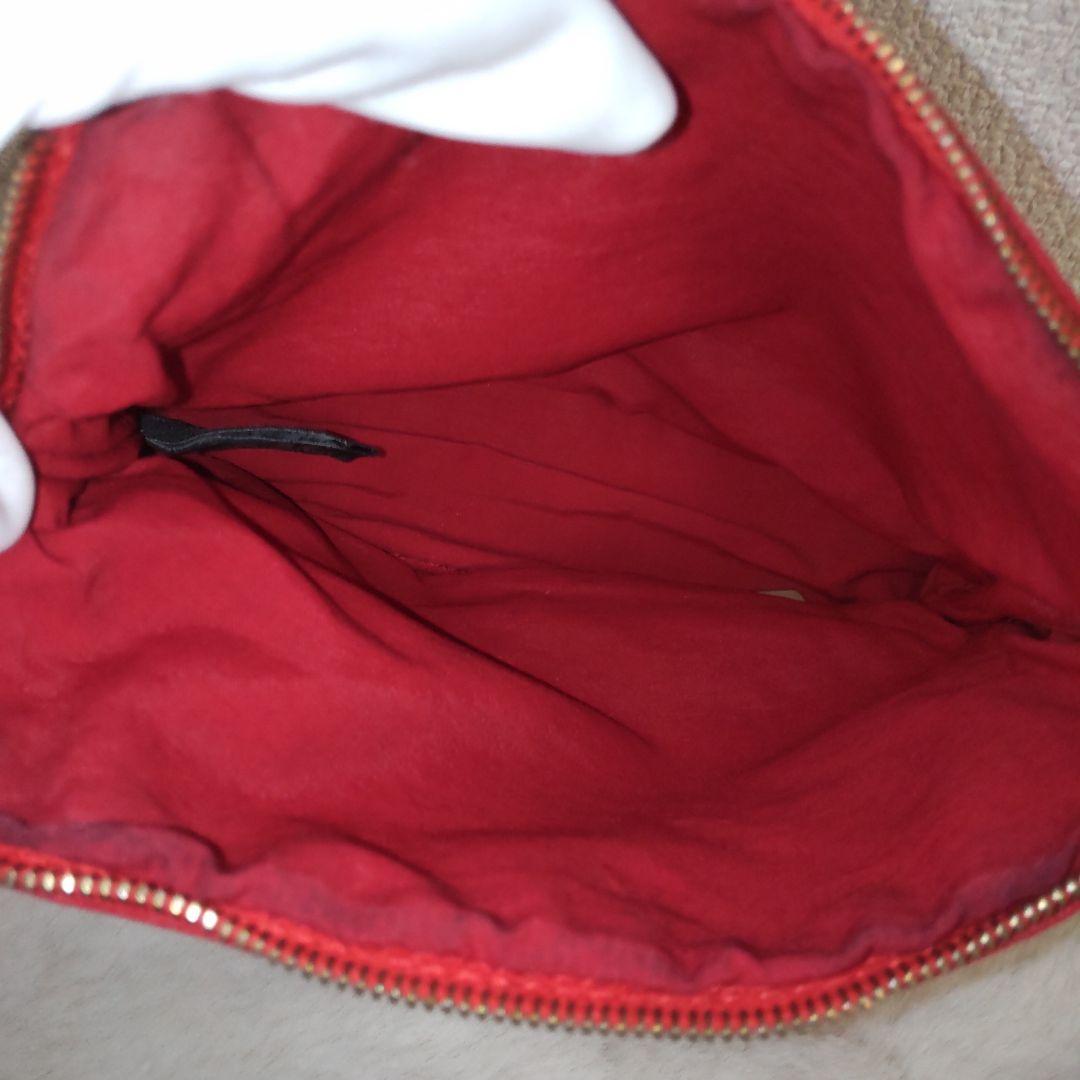 【極備品】エルメス 赤いキャンバス ボリードポーチ（Hロゴ）