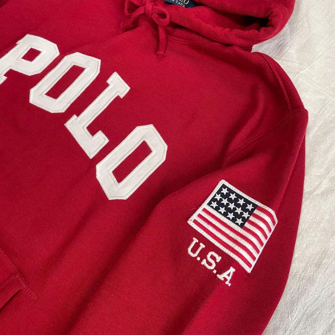 【極希少】Polo Ralph Lauren アーチロゴ 刺繍 パーカー 星条旗