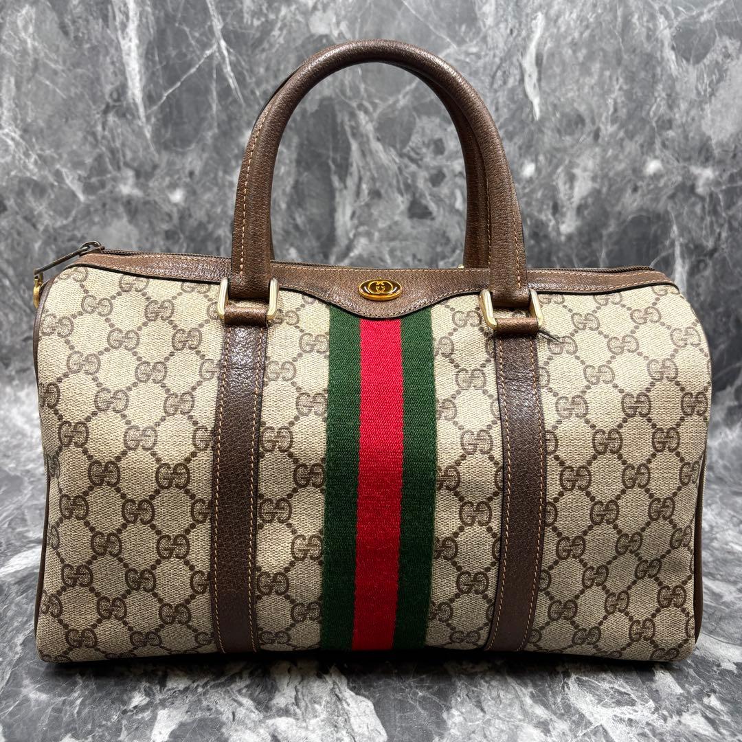✨極美品✨GUCCI シェリーライン GG レザー ベージュ ボストンバッグ