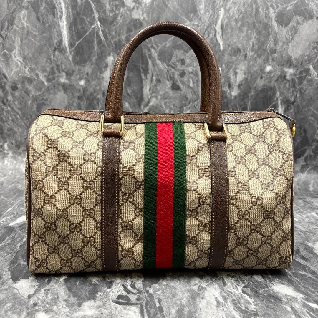 ✨極美品✨GUCCI シェリーライン GG レザー ベージュ ボストンバッグ