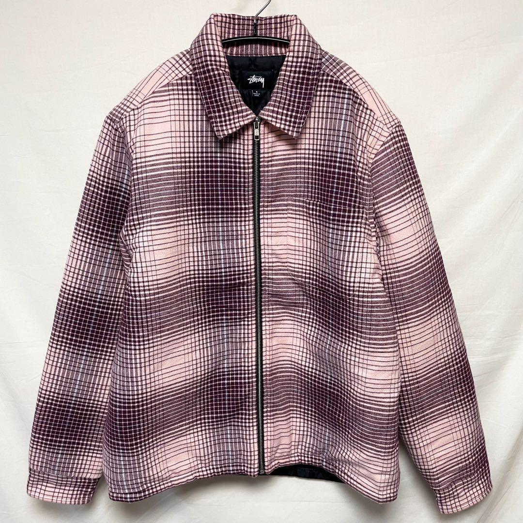 STUSSY フルジップアップジャケット ブルゾン オンブレチェックシャツ S