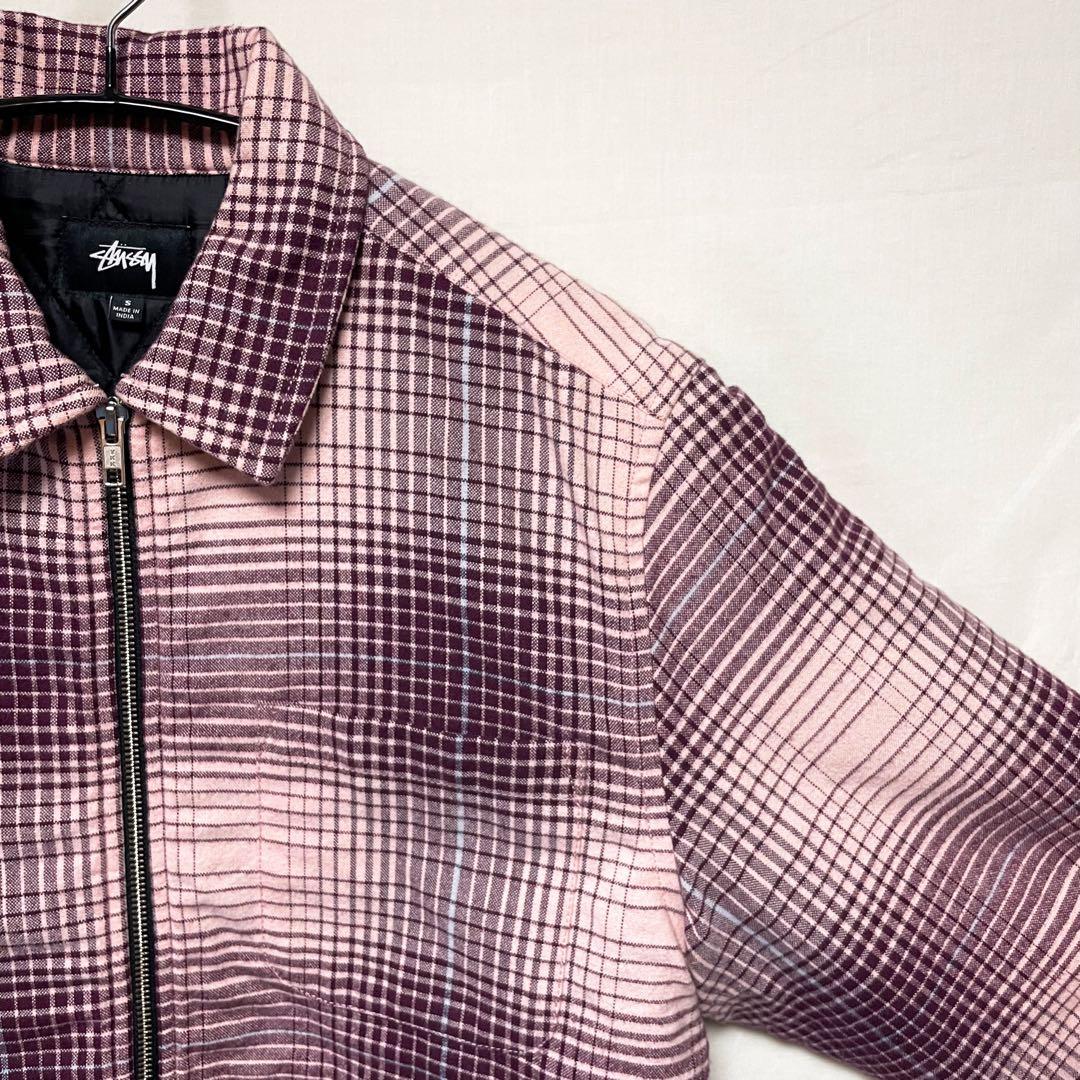 STUSSY フルジップアップジャケット ブルゾン オンブレチェックシャツ S