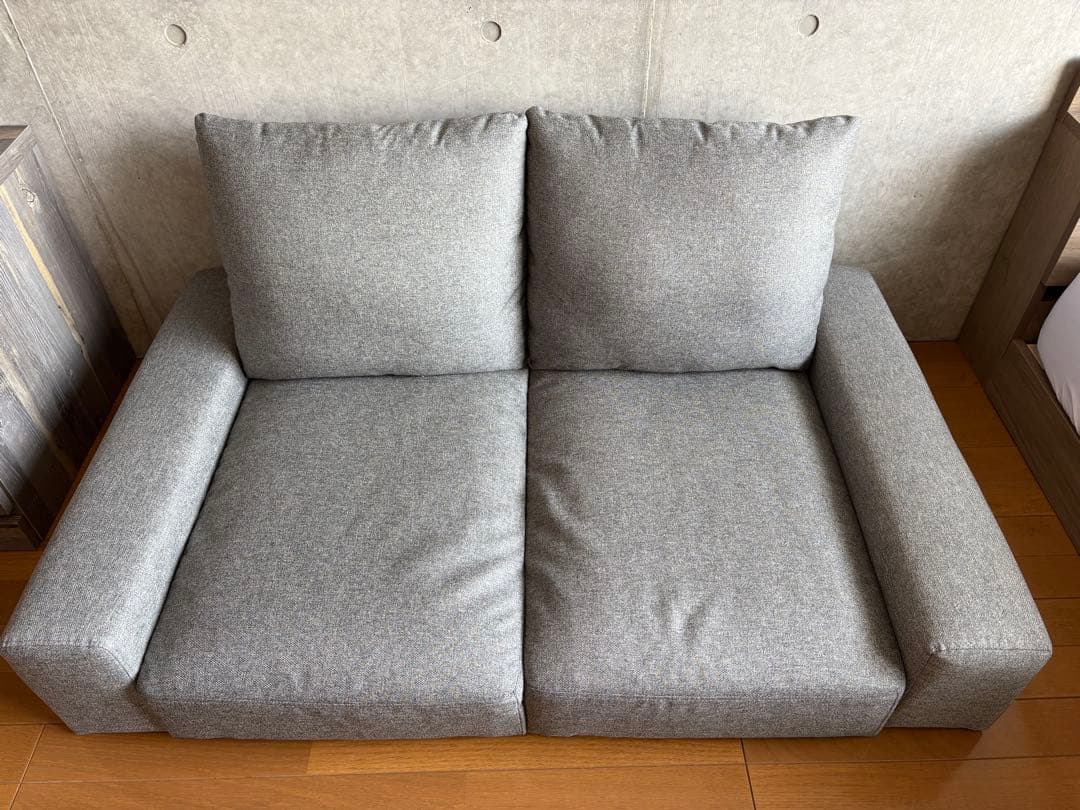 RASIK ローソファ ファブリック 『Lenne レンネ』 2人掛け グレー