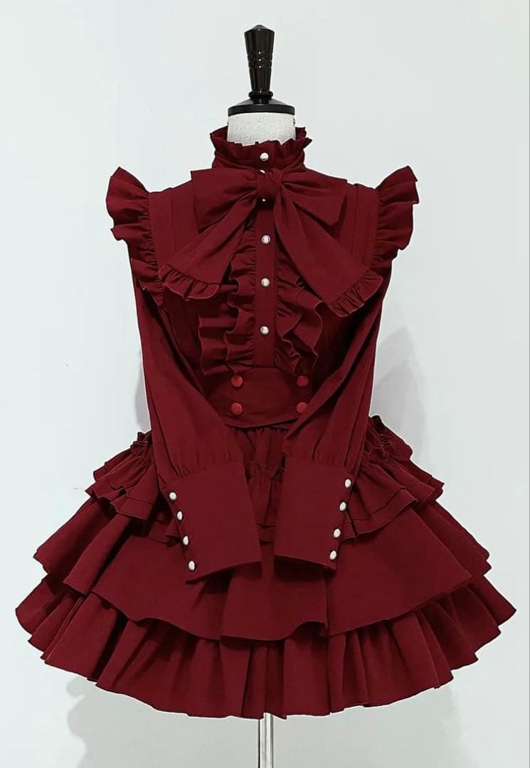 CATCOCOON ゴスロリ 赤　リボンブラウス＋スカートセット