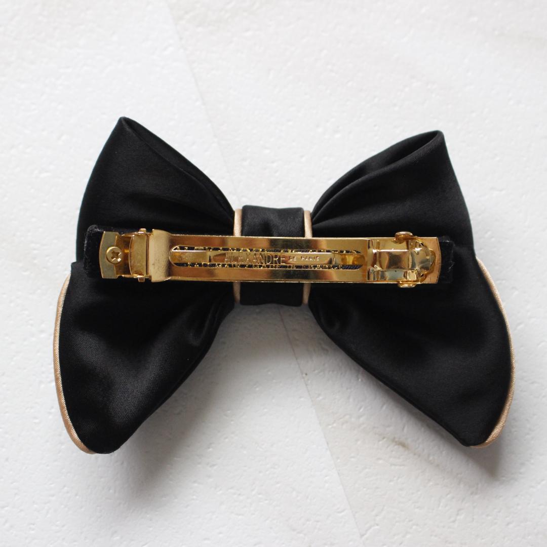 ALEXANDRE DE PARIS リボンバレッタ ブラック シルクサテン
