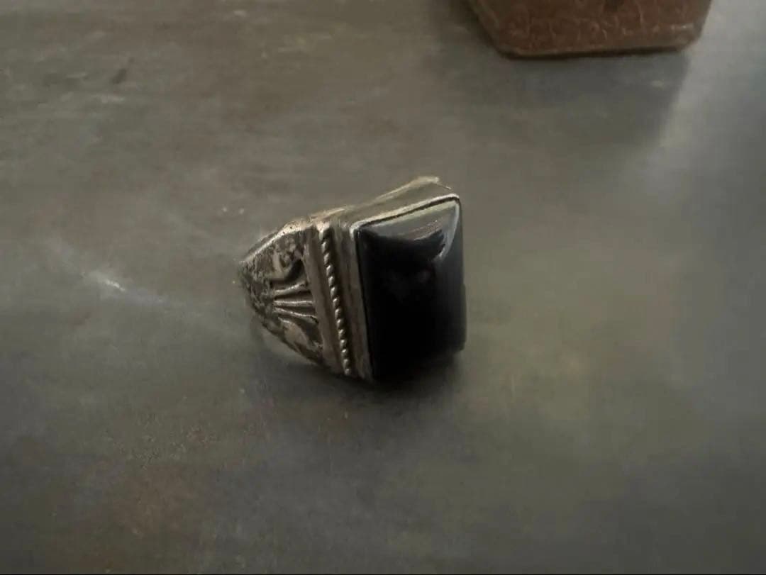 希少　ヴィンテージ　リング　アンティーク　アメリカ　オニキス　シルバー　925