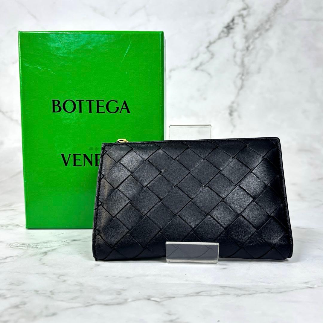 BOTTEGA VENETA ブラック 二つ折り 財布 イントレチャート