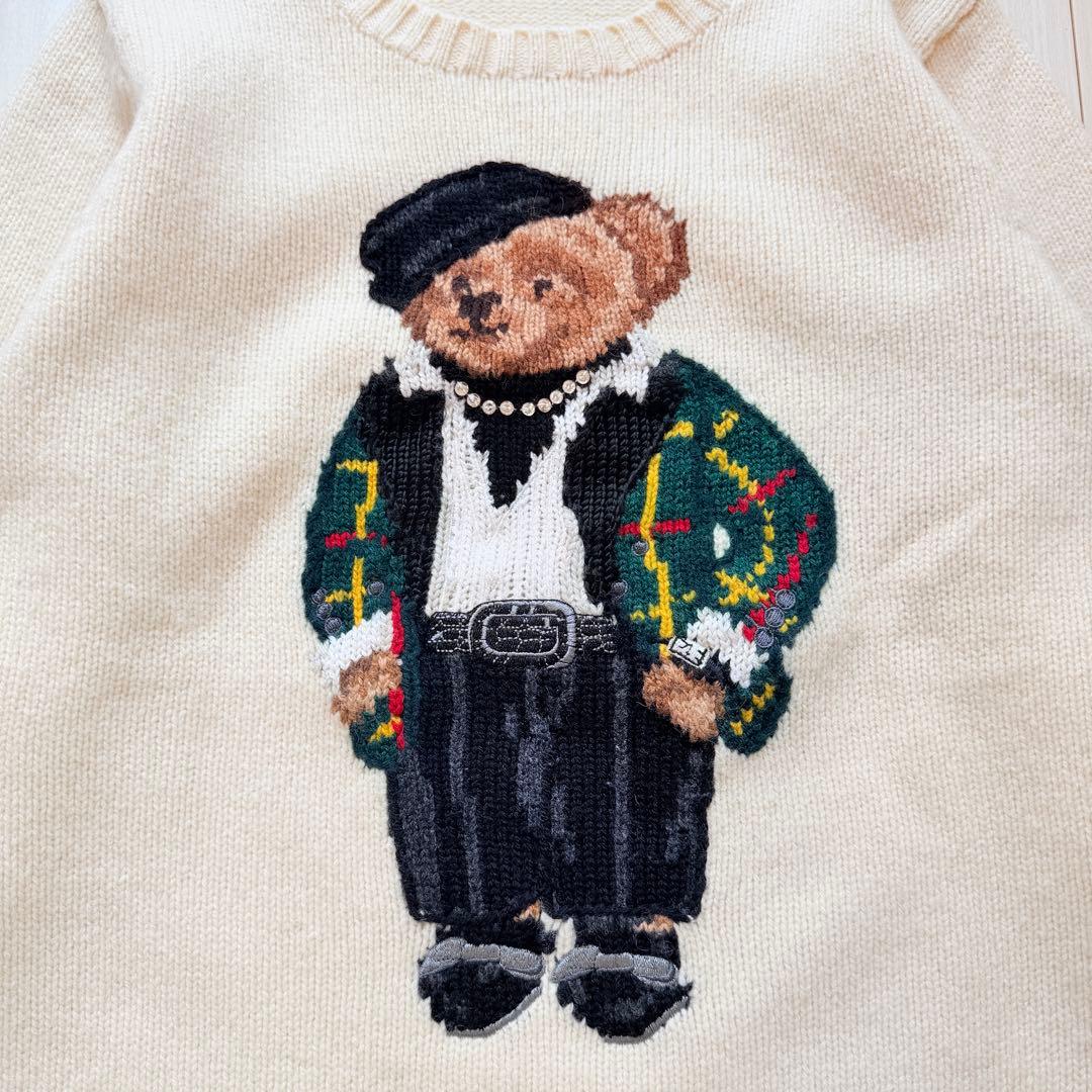 希少✨ポロベア　立体刺繍　ビジュー　ポロラルフローレン　カシミヤ　ベアニット