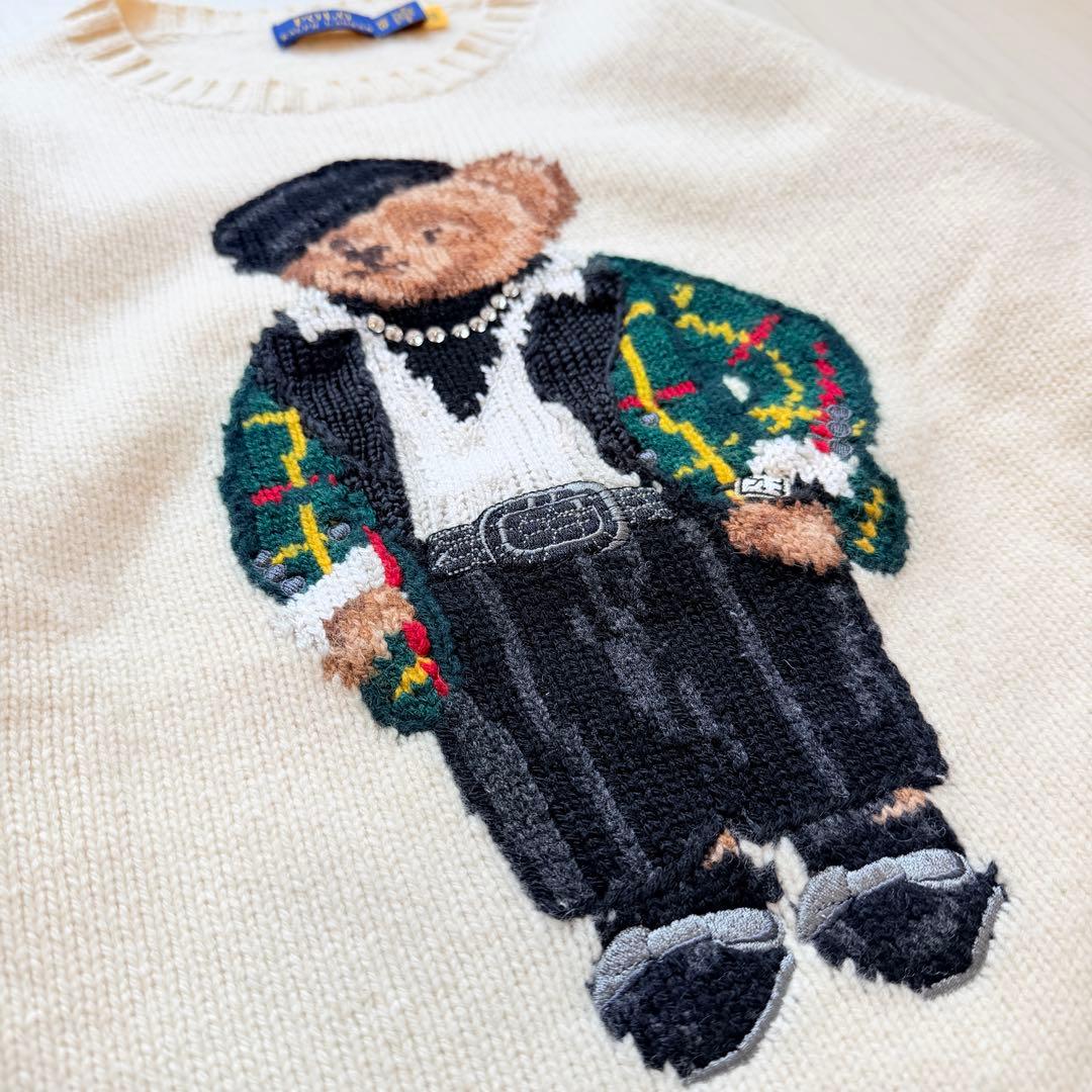 希少✨ポロベア　立体刺繍　ビジュー　ポロラルフローレン　カシミヤ　ベアニット