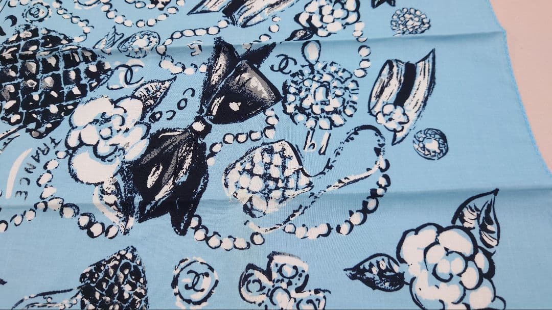 ★シャネル　CHANEL　コットン　ハンカチーフ　ミニスカーフ　ヴィンテージ