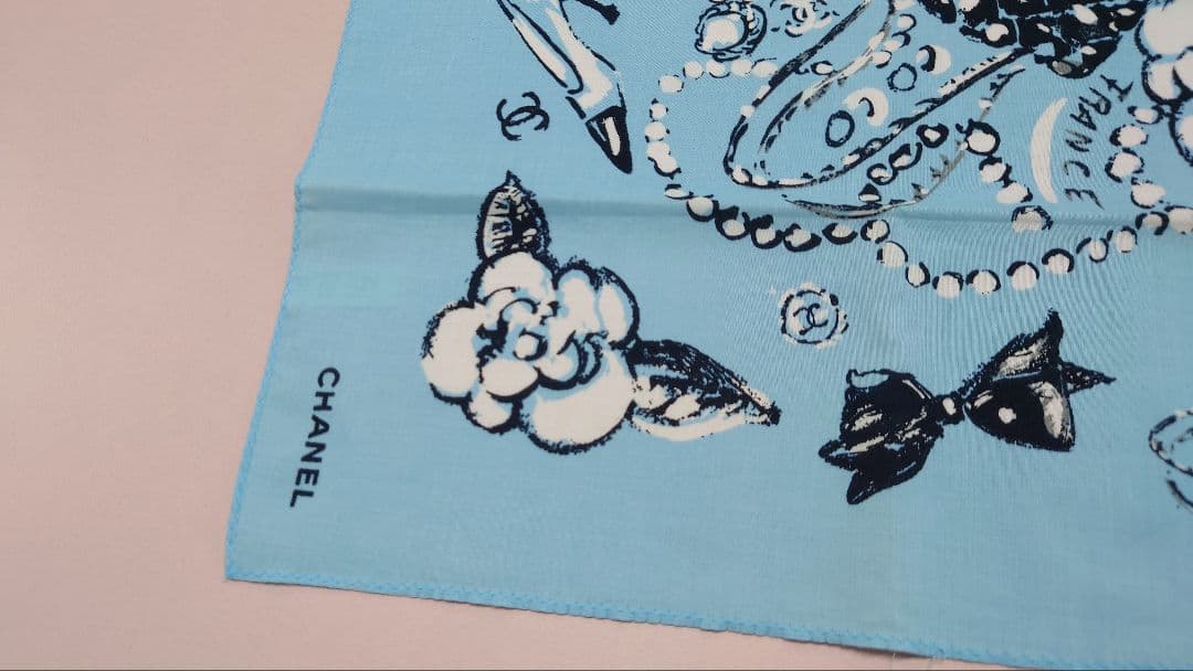 ★シャネル　CHANEL　コットン　ハンカチーフ　ミニスカーフ　ヴィンテージ