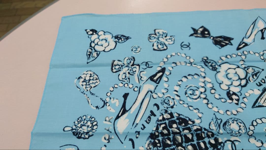 ★シャネル　CHANEL　コットン　ハンカチーフ　ミニスカーフ　ヴィンテージ