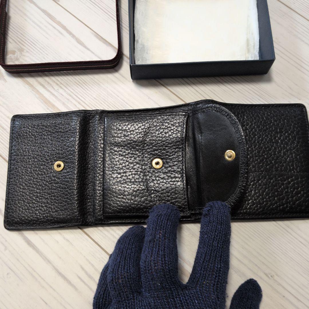 ポロ ラルフ ローレン 黒レザー3つ折り財布(当時物)