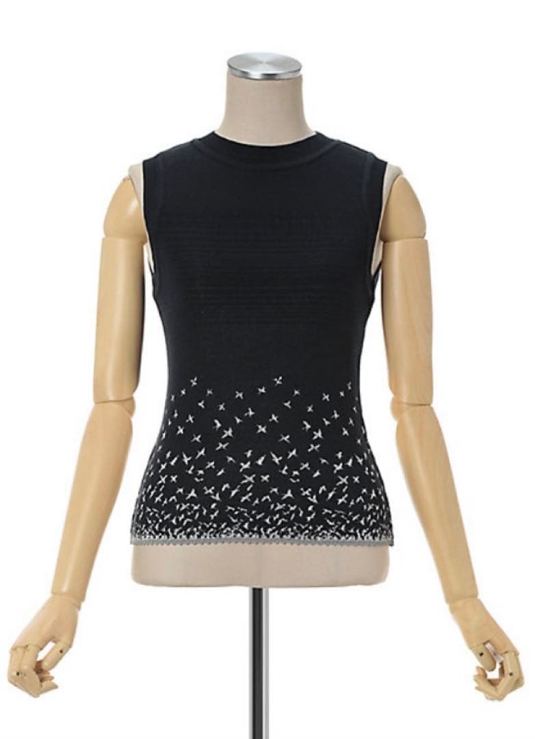 トップス mame Crane Pattern Jacquard Knitted Top