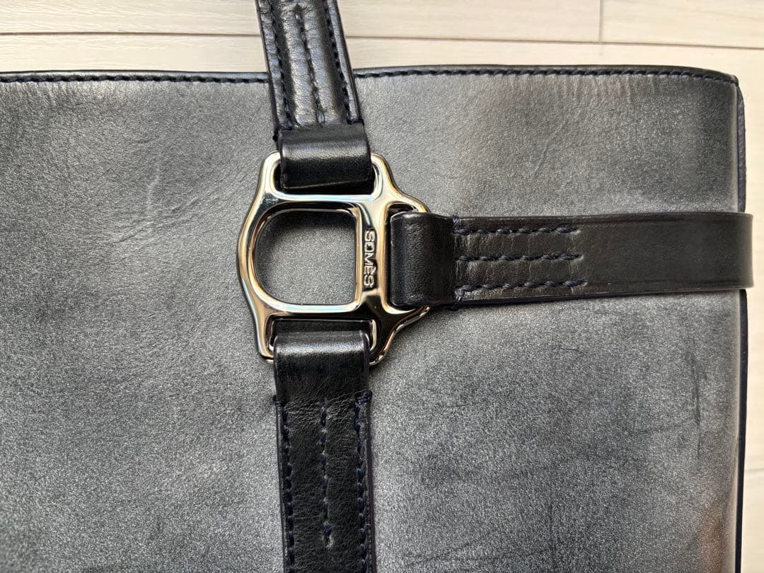 ソメスサドル somes スクエア トートバッグ SQ-01 ネイビー レザー