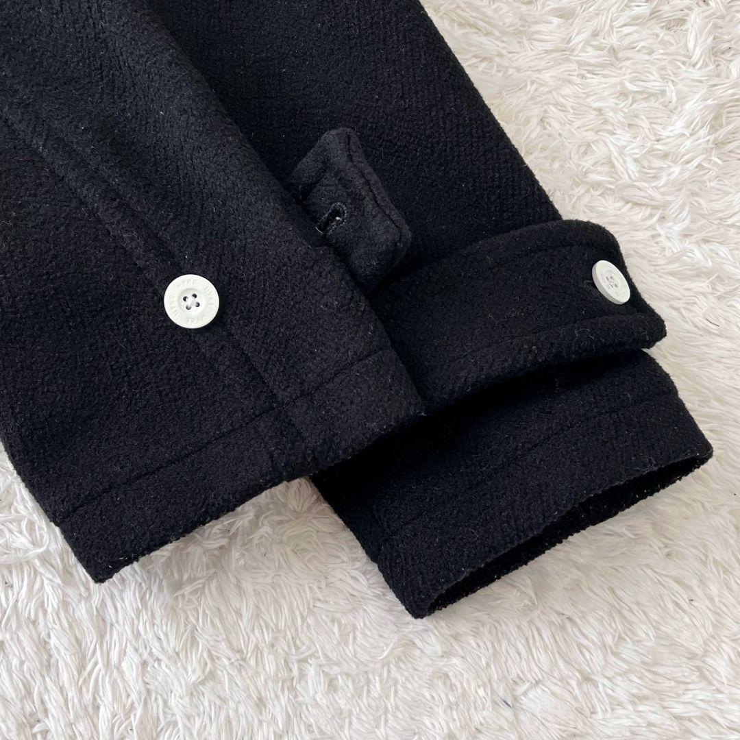 極美品 ハイク ダッフルコート ロング ヘリンボーン メルトン 白トグル 黒 L