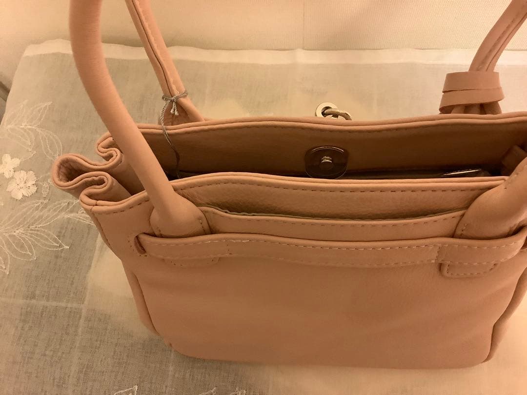 (新品未使用品)HAMANO(ハマノ)レザーハンドバッグ/ピンク/牛革