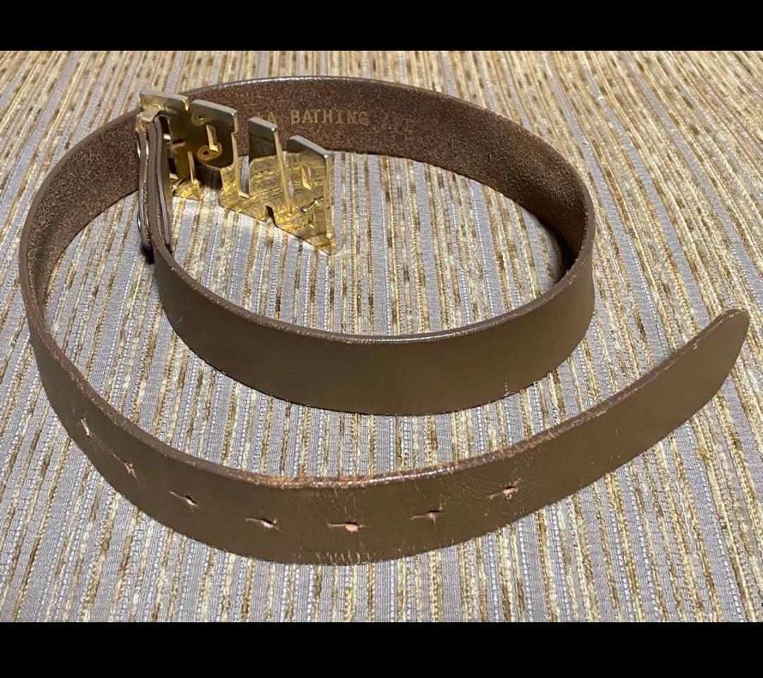 A BATHING APE エイプ BAPEロゴ•バックル レザーベルト