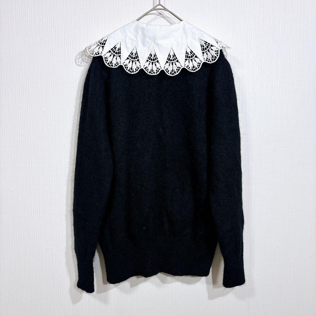 sandro サンドロ　アルパカ　シャギー　ニット　レースカラー　ブラック