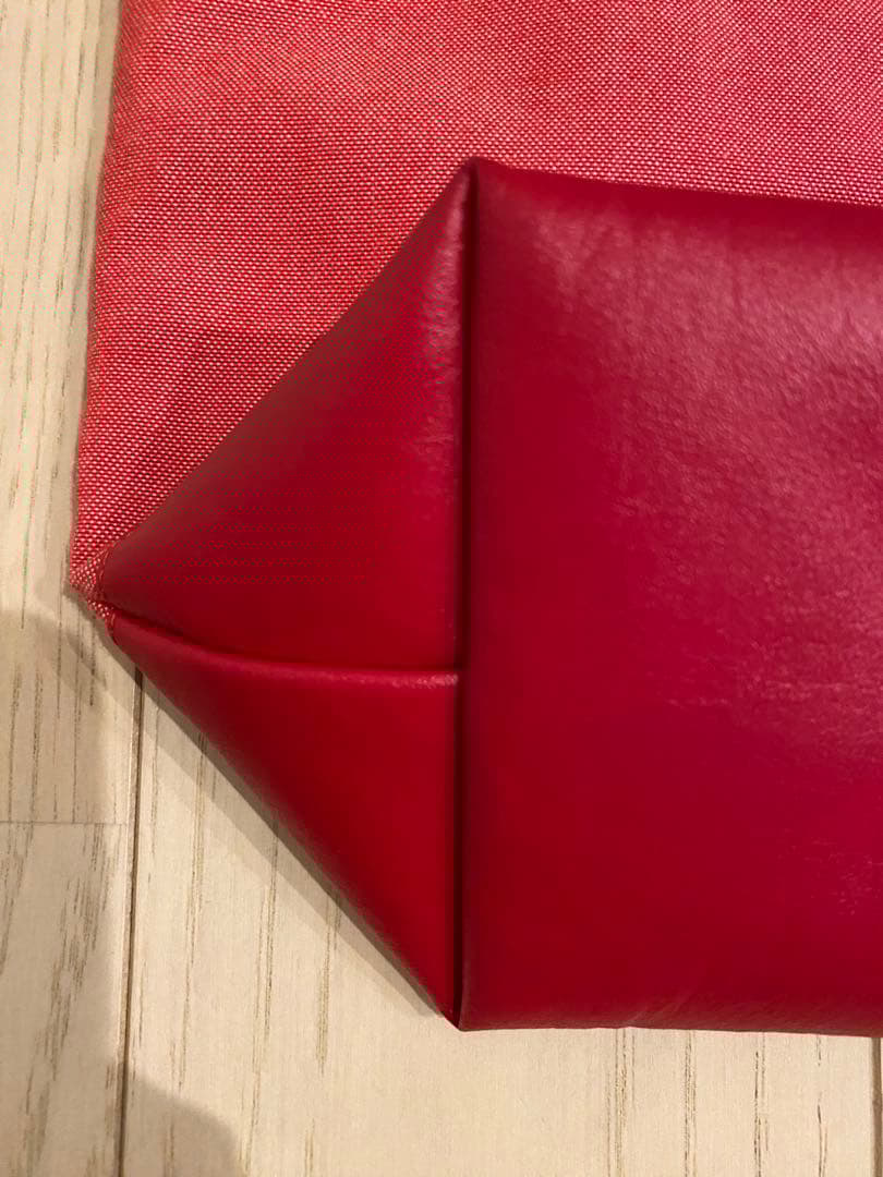 ファミリア familiar デニムバッグ ランチバッグ 赤 手刺繍