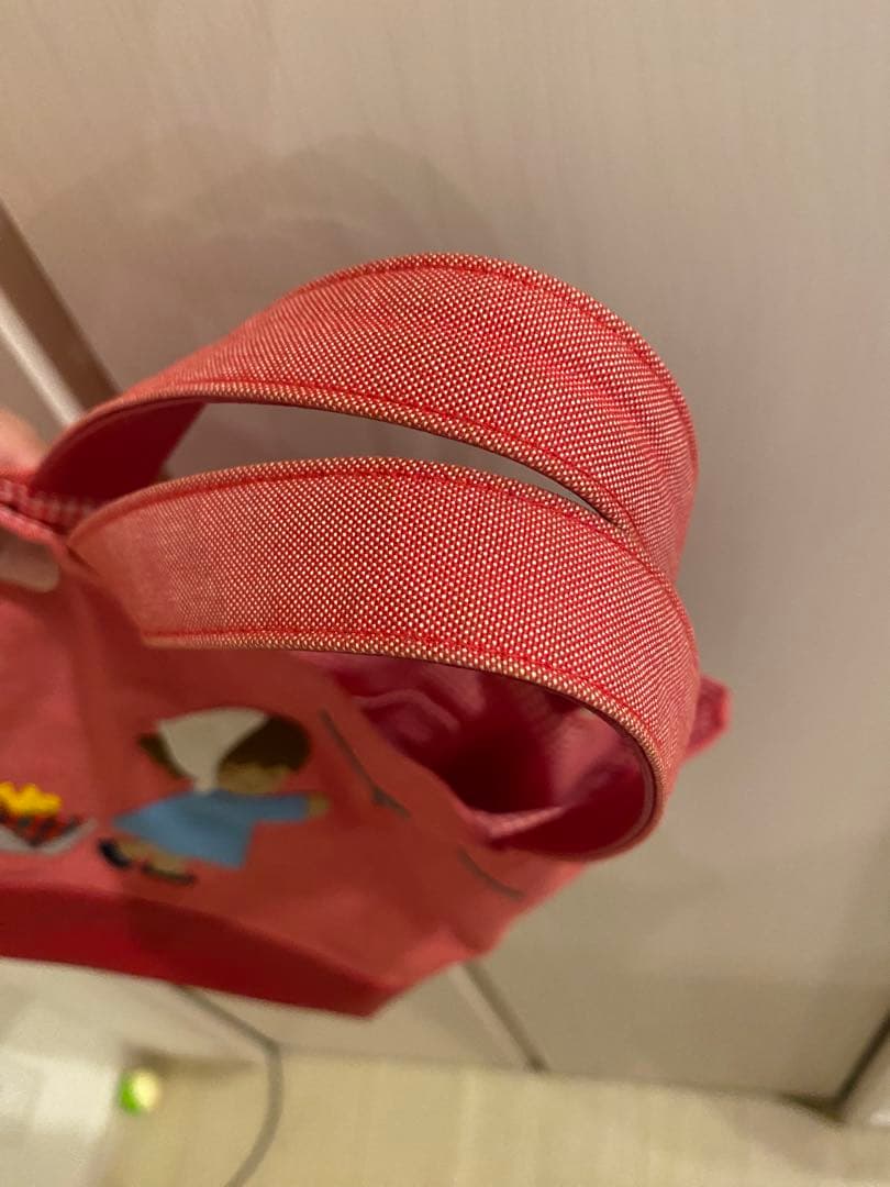 ファミリア familiar デニムバッグ ランチバッグ 赤 手刺繍