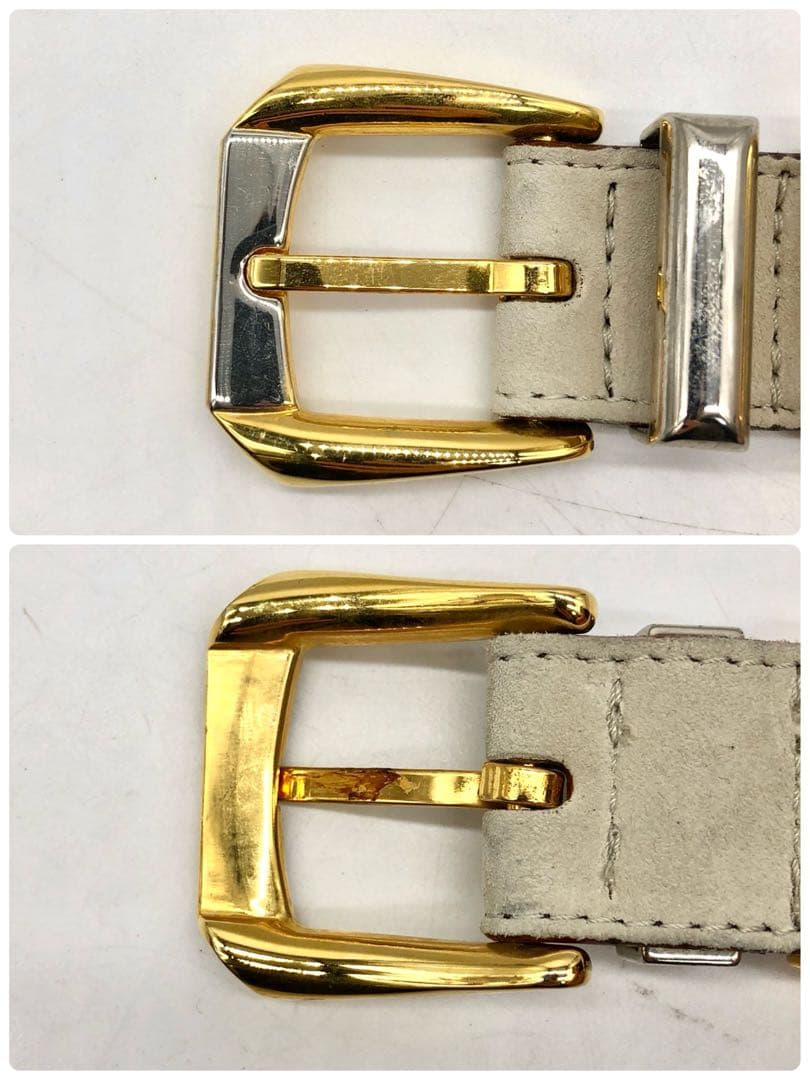 【美品】ヴェルサーチ ベルト メデューサ スウェード ベージュ ゴールド 95