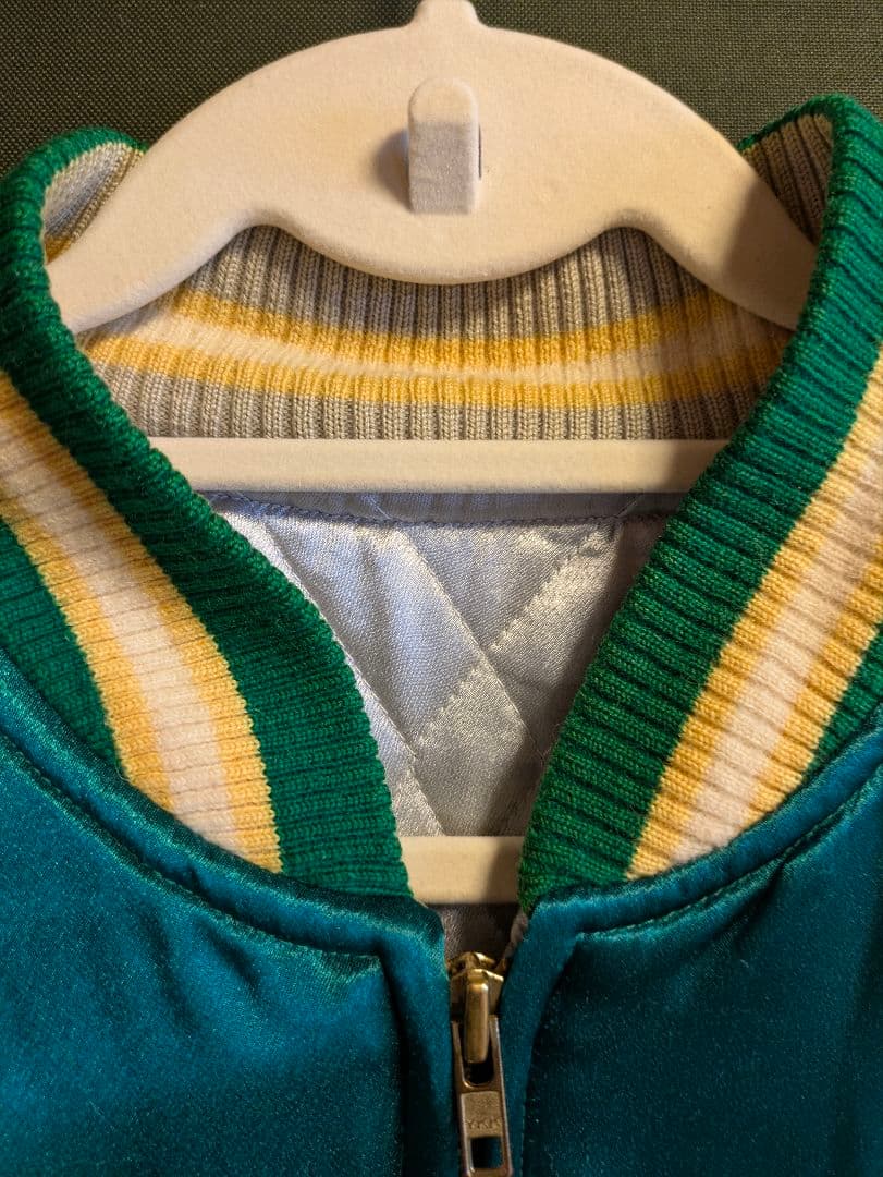 スカジャン　龍　和柄　緑　グリーン　size:XLサイズ相当