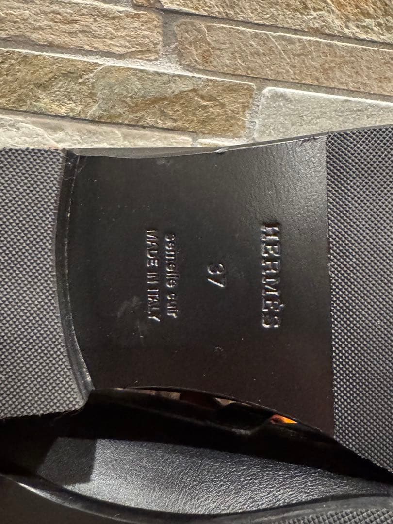 エルメス　モカシン　≪デスタン≫ 黒白　シルバー金具　37