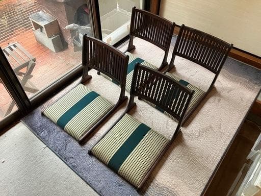 【美品】昭和レトロ　木製 折り畳み式 座椅子　4脚セット