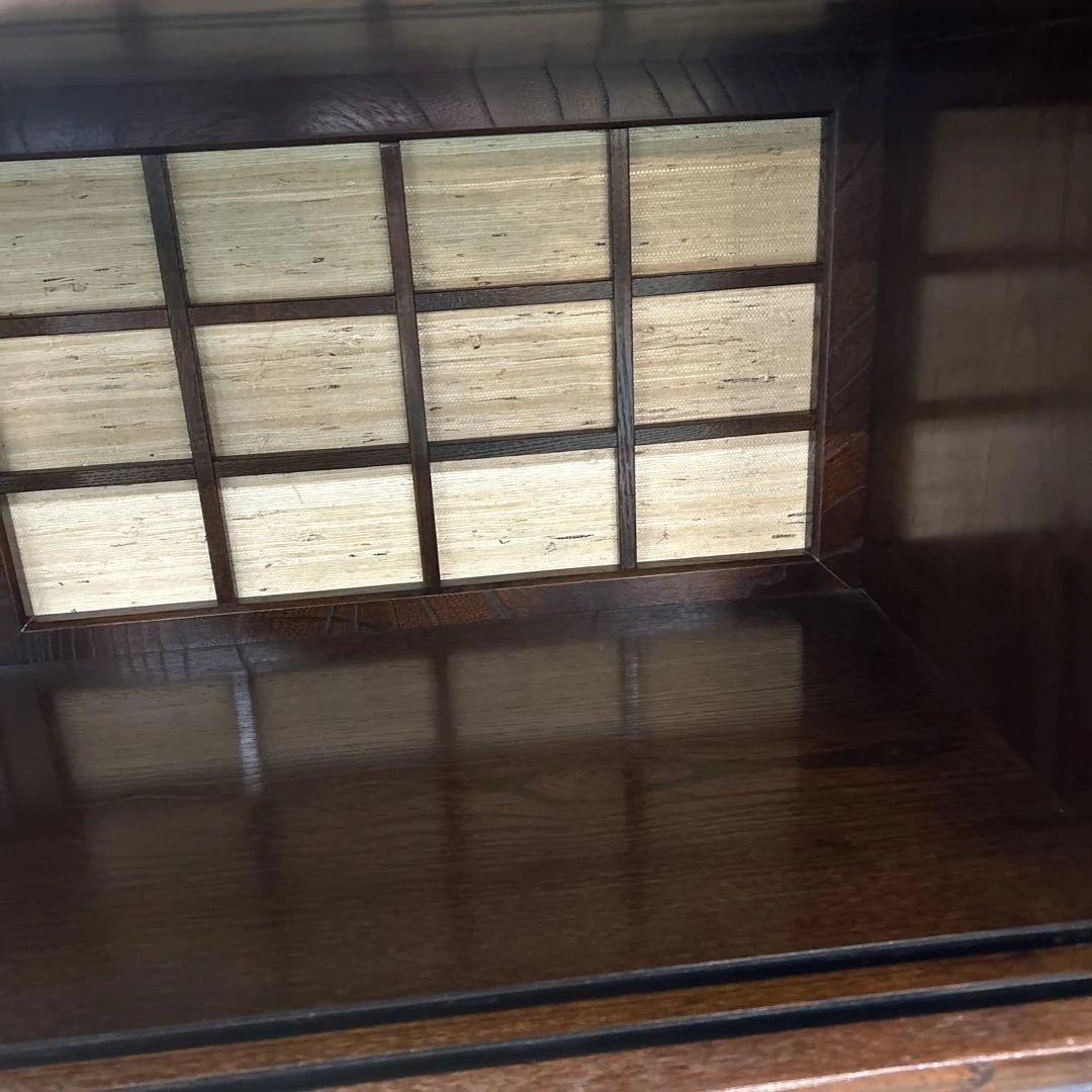 木製ガラス扉収納キャビネット　和風　飾り棚