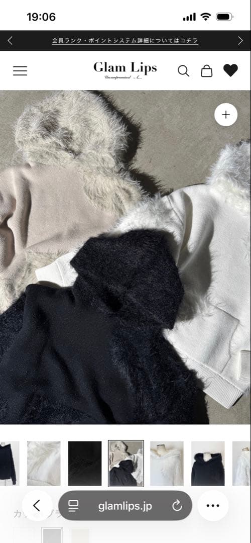 gram lips グラムリップス　シャギードッキングニットフーディ