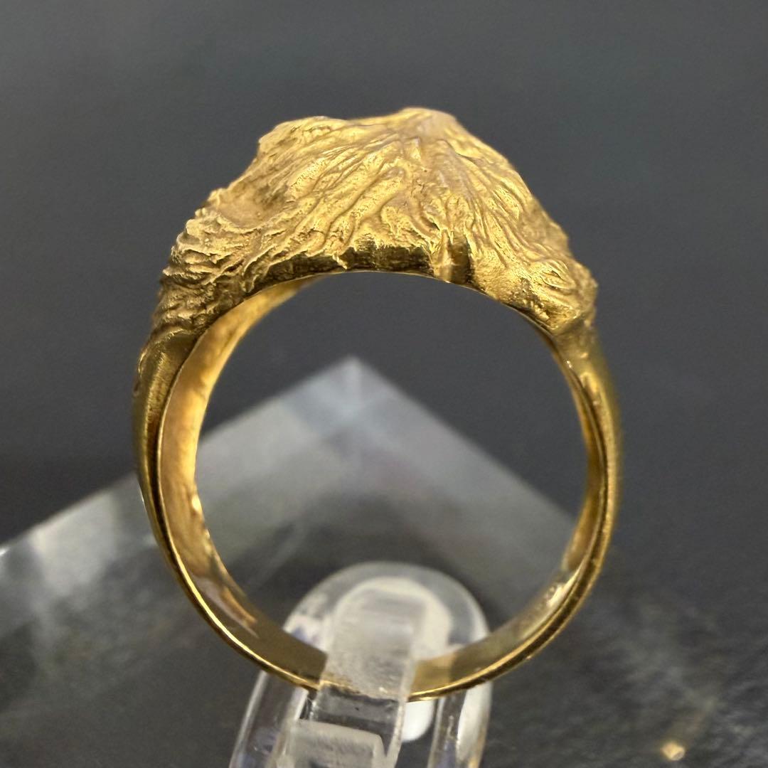 (B013022) K18ダイヤリング 約12号 犬 18金YG 指輪