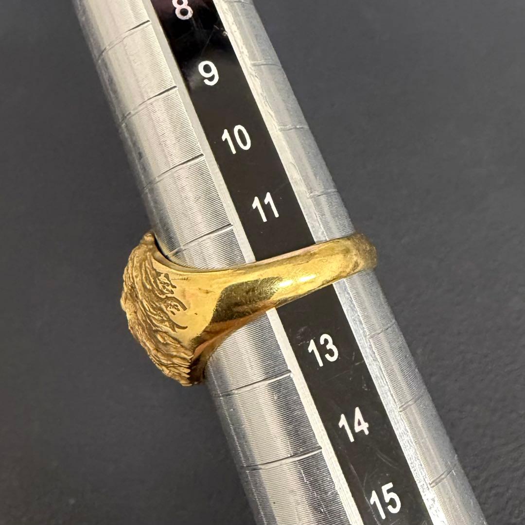 (B013022) K18ダイヤリング 約12号 犬 18金YG 指輪