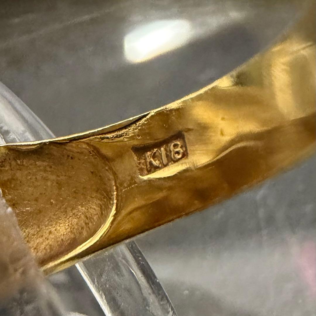 (B013022) K18ダイヤリング 約12号 犬 18金YG 指輪