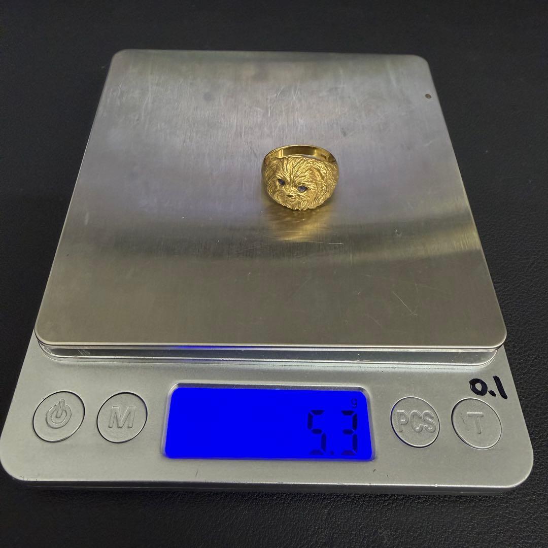 (B013022) K18ダイヤリング 約12号 犬 18金YG 指輪