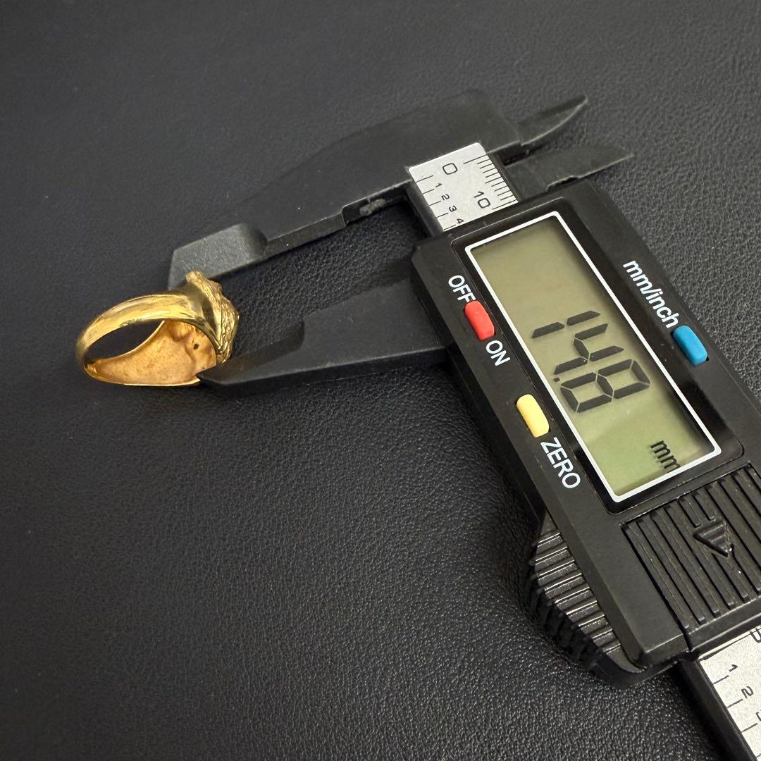 (B013022) K18ダイヤリング 約12号 犬 18金YG 指輪