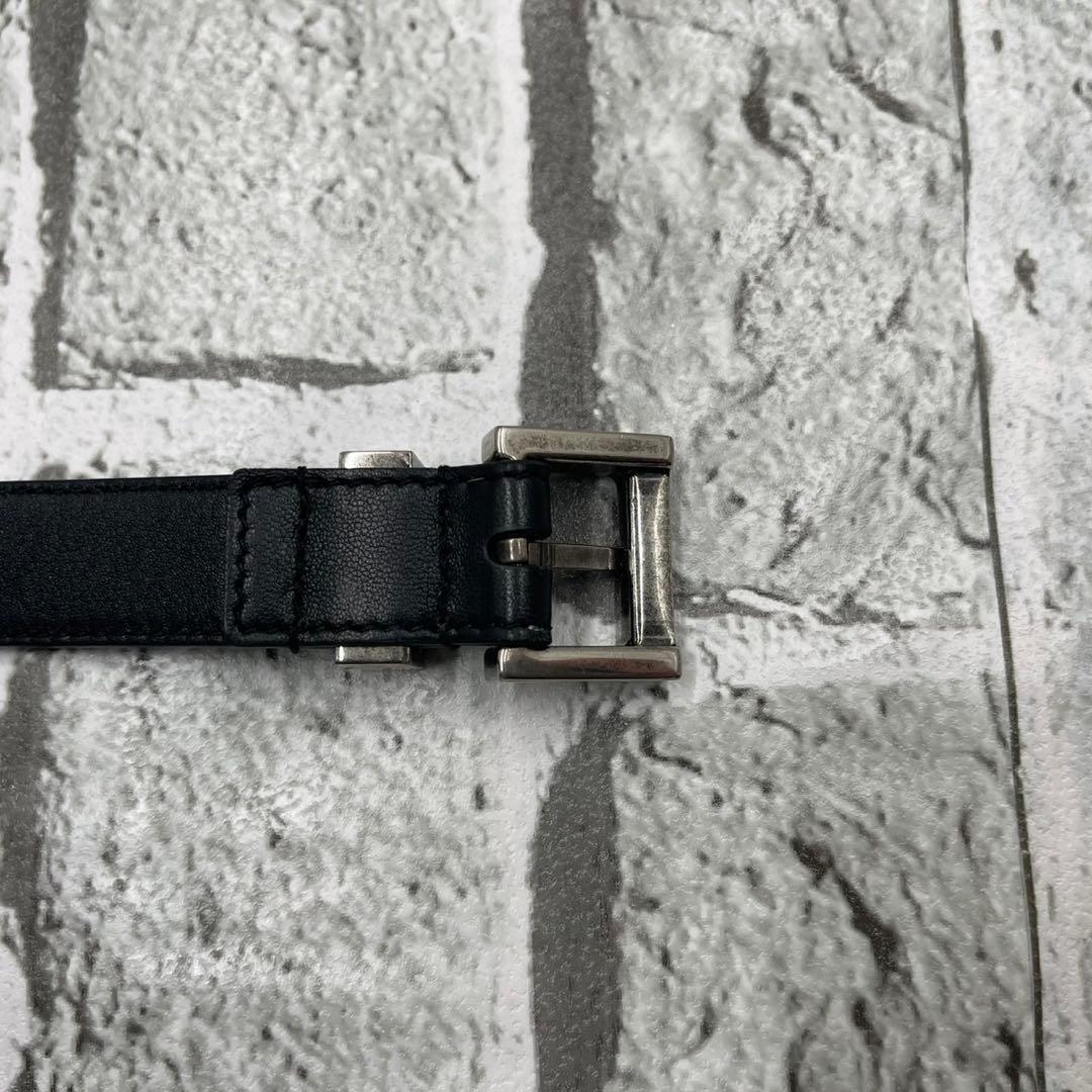 美品袋付✨サンローランパリ ナローベルト カサンドラロゴ YSL レザー 黒