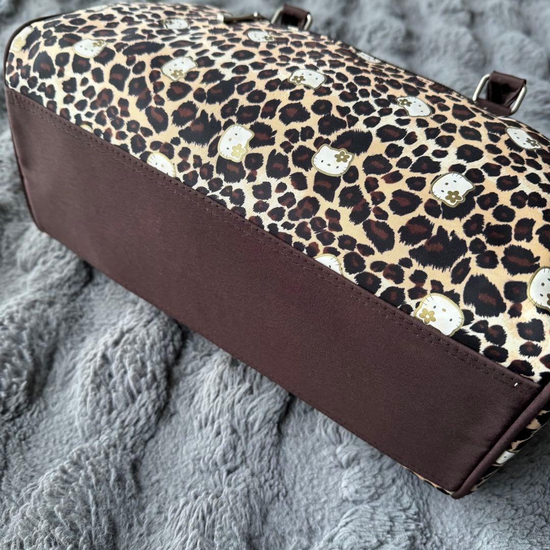 ハローキティ レオパード 総柄 ヒョウ柄 ボストンバッグ ブラウン モノグラム