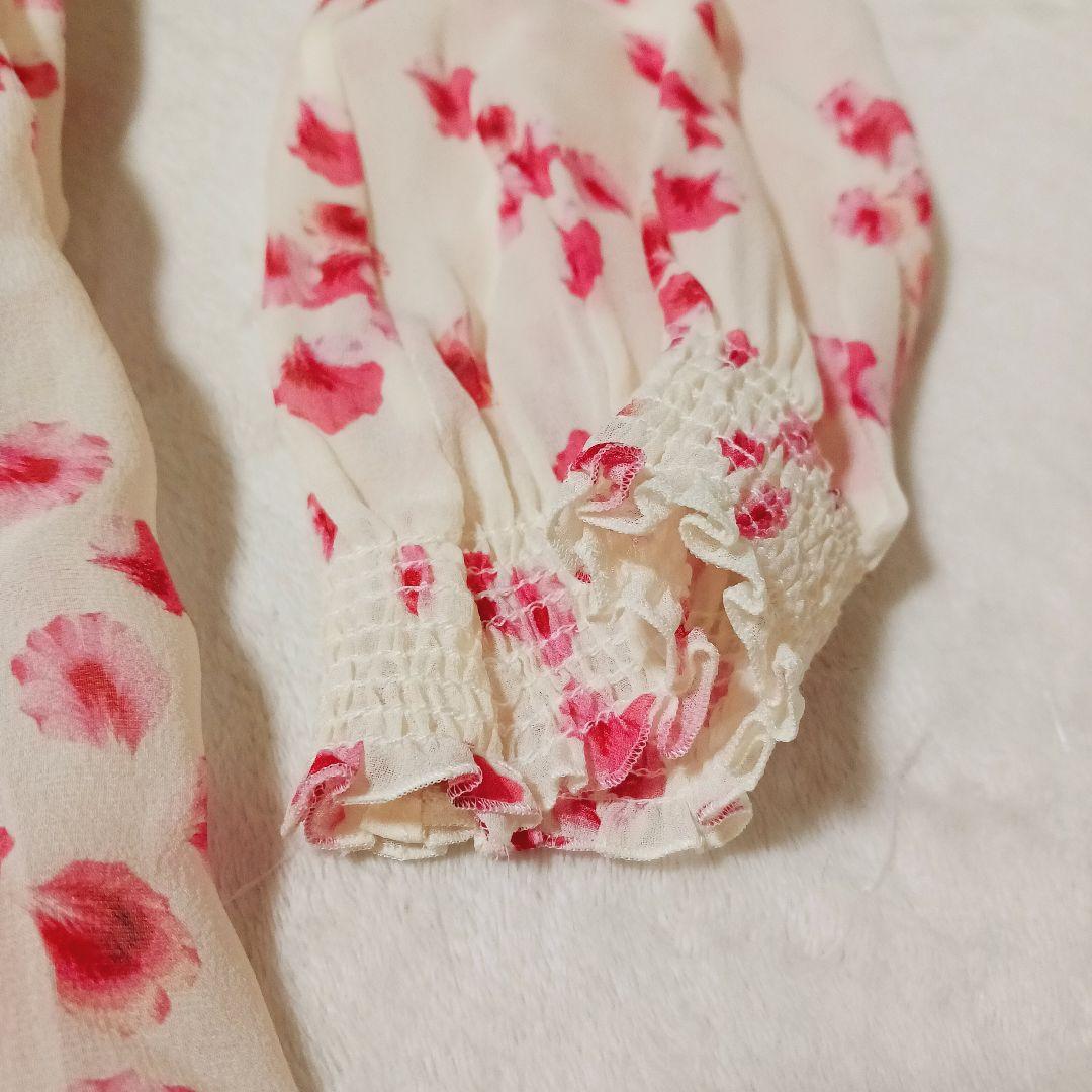 Giambattista Valli ボウタイ　花柄シフォンワンピース　レース