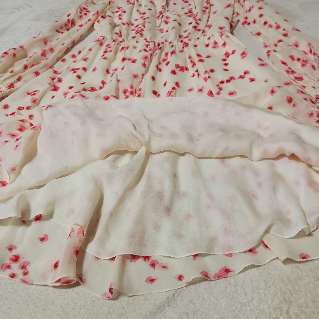 Giambattista Valli ボウタイ　花柄シフォンワンピース　レース