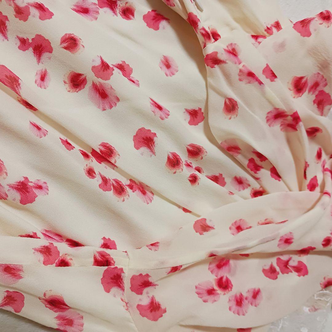 Giambattista Valli ボウタイ　花柄シフォンワンピース　レース