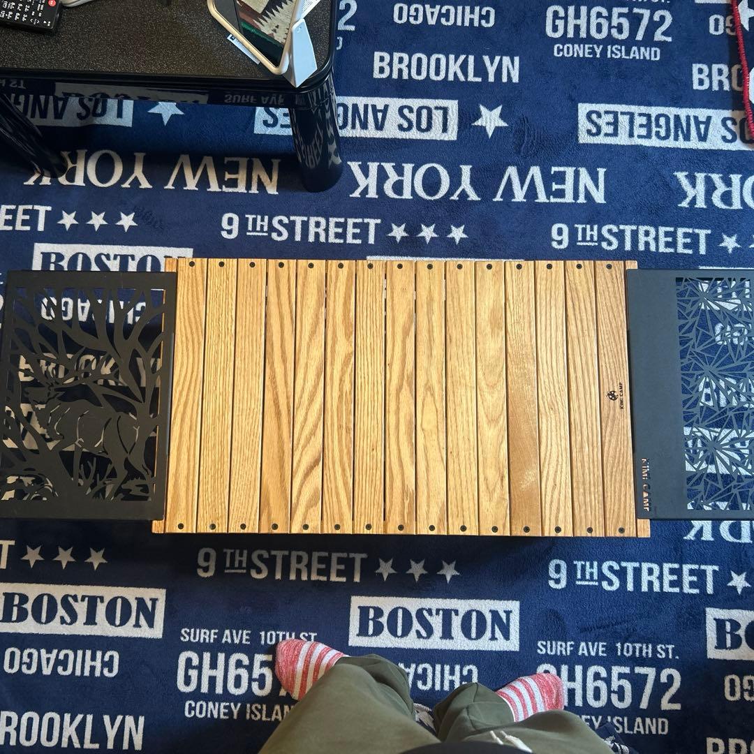 kimiキャンプ折りたたみ木製アウトドアテーブル＋ケース付き