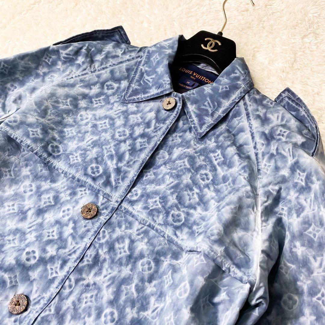 鑑定極美品23SS ルイヴィトン モノグラムステンカラーコートスプリングコートM