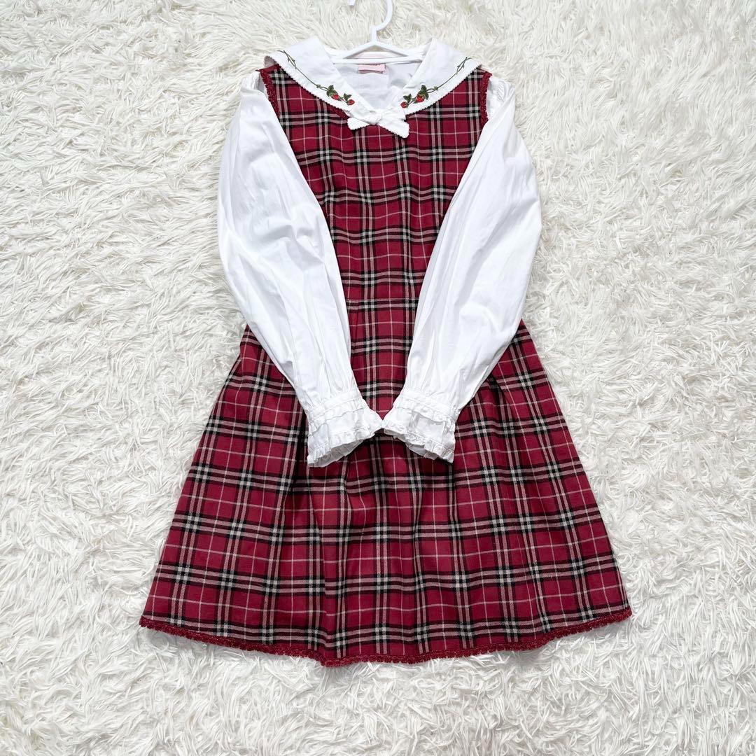 719 ピンクハウス チェルシー チェリー柄 ブラウス チェック ワンピース M