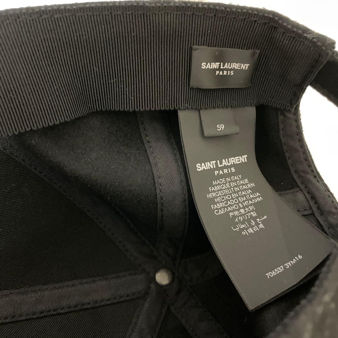 SAINT LAURENT キャップ カサンドラロゴ ブラック 59中古