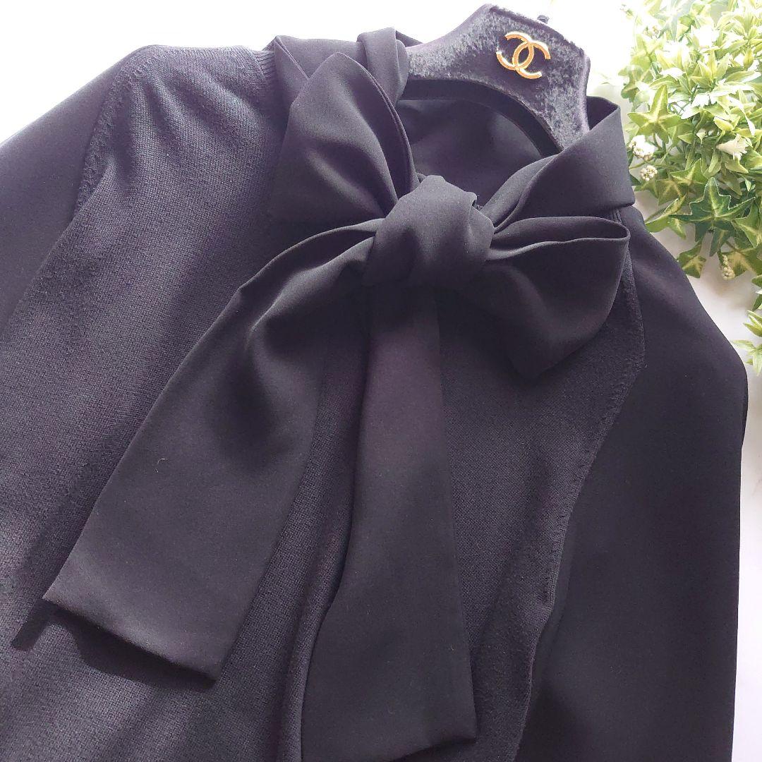 2021 アディアム Musubi Knit Top ボウタイブラウス 黒 S