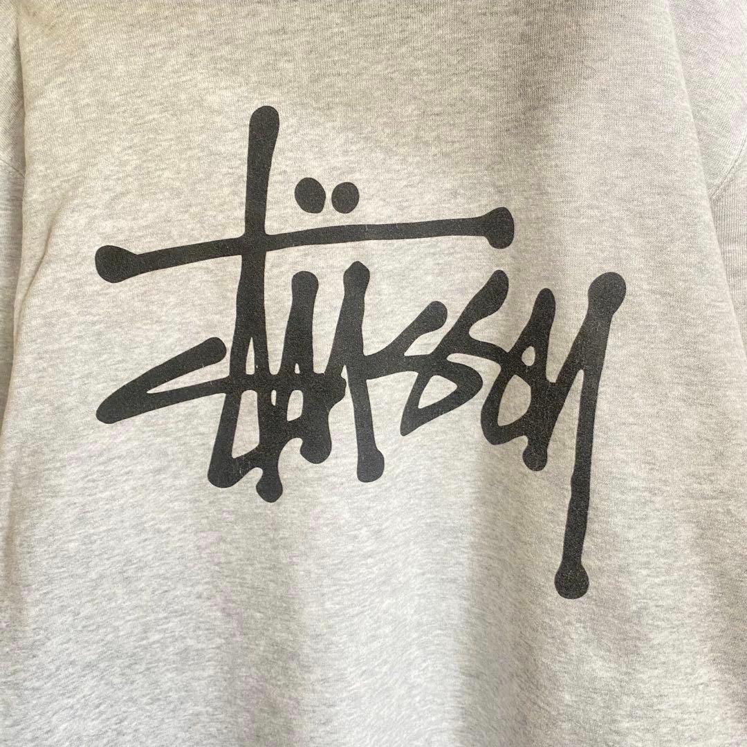 Stussy パーカー M グレー ビッグロゴ ストックロゴ ゆるだぼ
