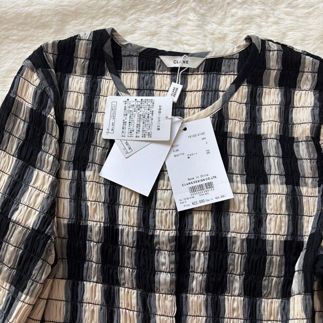 未使用タグ＊CLANE SHIRRING DESIGN BLOUSE MIX　2