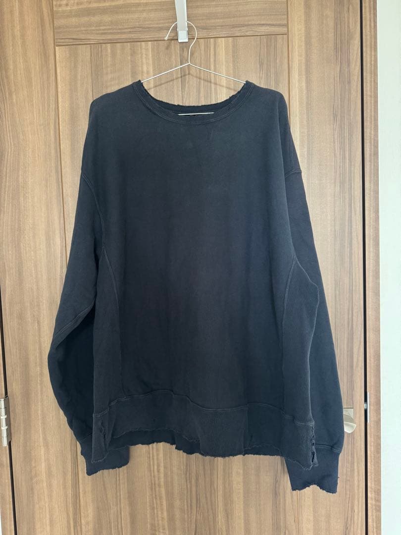 【別注】アンセルムDYED DAMEGE SWEAT SHIRT NAVY