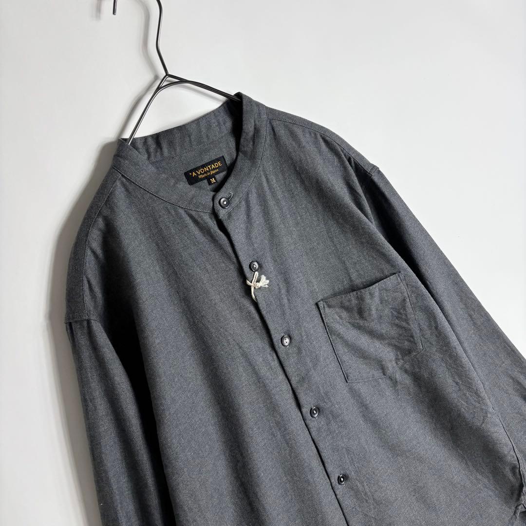 【未使用 タグ付き】A VONTADE コットンネル バンドカラー シャツ